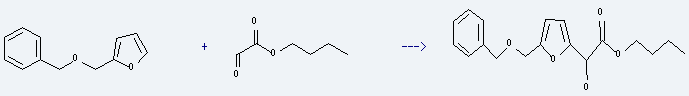 Acetic acid, 2-oxo-,butyl ester is used to produce Butyl 2-(5-benzyloxymethyl-2-furyl)glycolate by reaction with Benzyl-furfuryl ether.